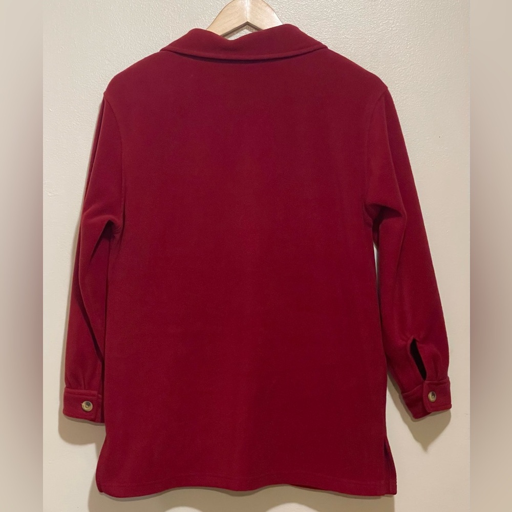Vintage Red Christmas Cardigan with Embroidered Accents - Picture 2 of 4
